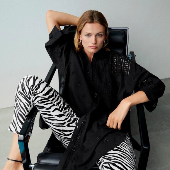 ZARA OVERSIZED EMBROIDERED EYELET SHIRT - Picture 5 of 6